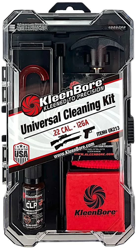 KleenBore Universal Gun Cleaning Kit 0.46 kg (1 lb) | Cleans Rifles, Pistols, Shotguns from .22 Cal to 12 Gauge — BLK