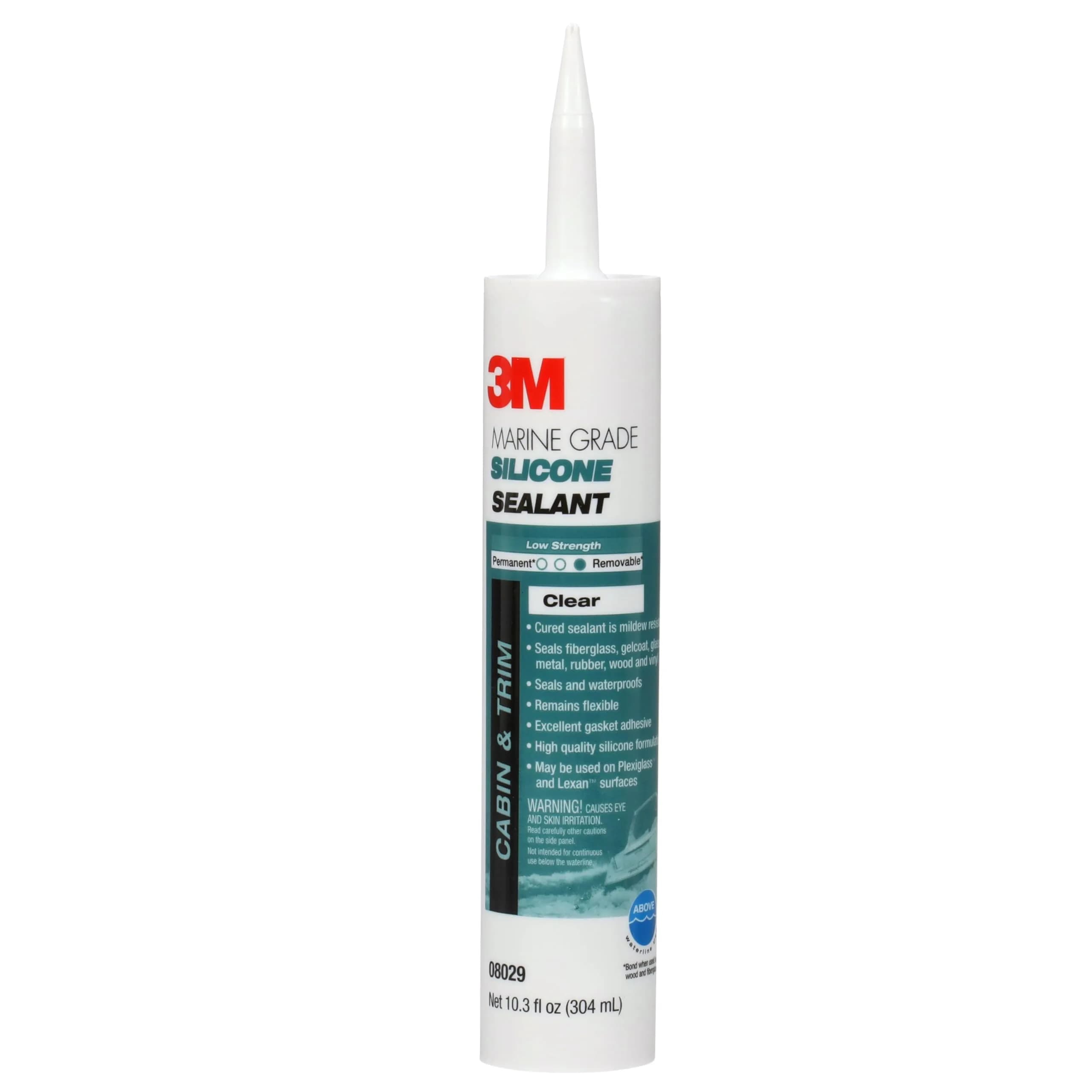 3M Marine Grade Silicone Sealant White 3 fl oz (88.7 ml) | For Above Waterline Sealing — Clear / 10.3 fl oz