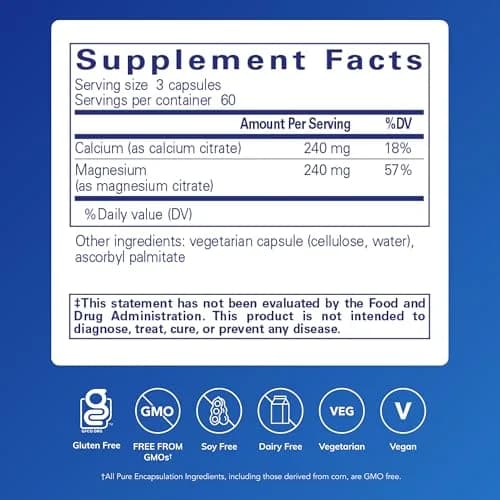 Pure Encapsulations Calcium Magnesium (Citrate) 180 Capsules | Supports Bone & Heart Health thumbnail 2
