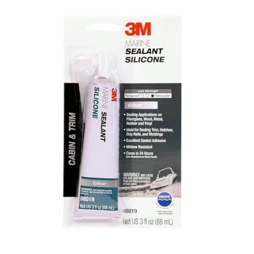 3M Marine Grade Silicone Sealant, Clear, 3 fl oz | Durable Marine-Grade Sealant for Watercraft thumbnail 1