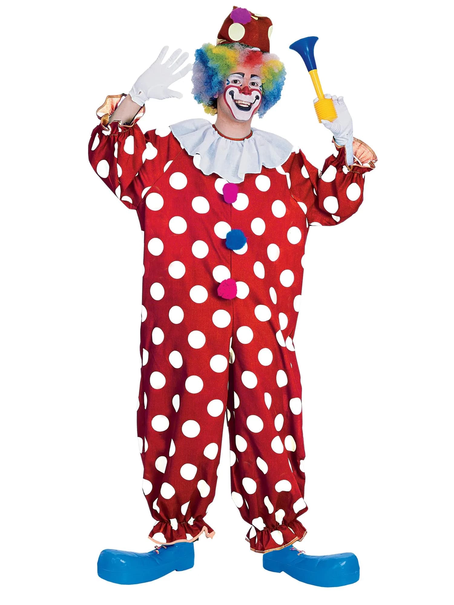 Rubies Dotted Clown Costume for Adults, Unisex One Size | Red Polka Dot Jumpsuit for Halloween & Cosplay