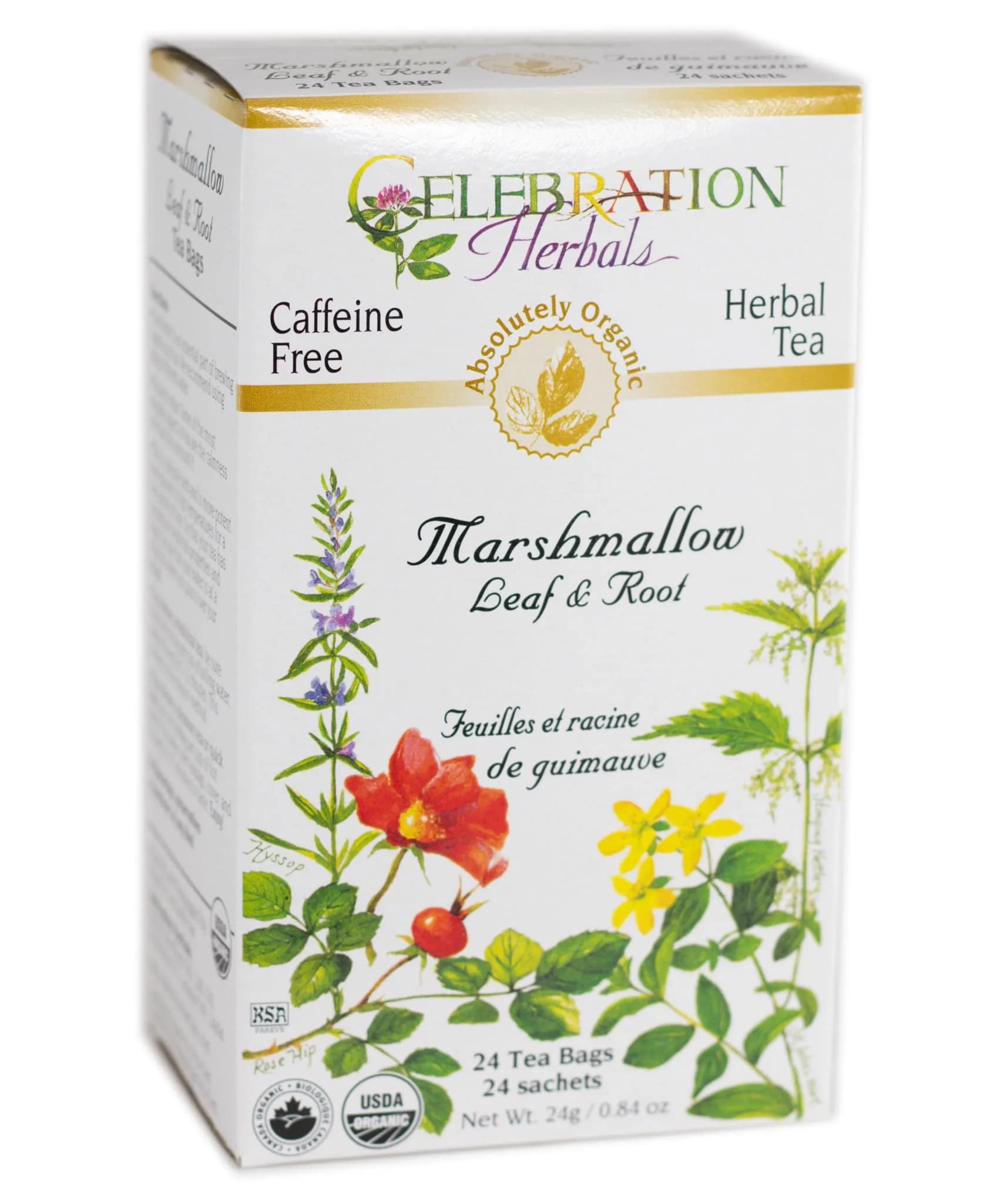 Celebration Herbals Marshmallow Root Tea 24 Bags | Caffeine-Free Organic Herbal Tea with Mellow Taste — Multicolored