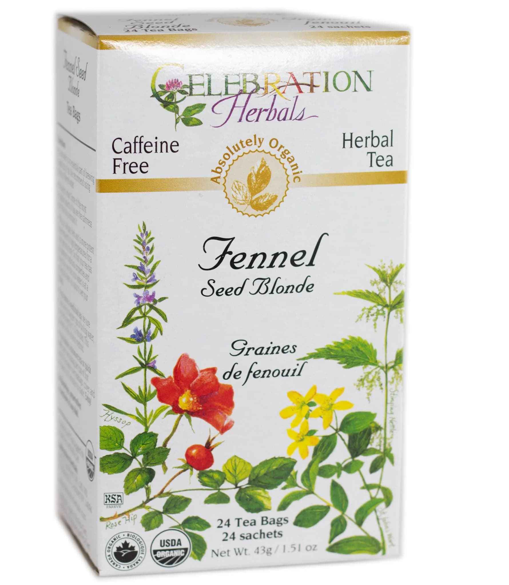 Celebration Herbals Fennel Seed Blonde Tea Organic 24 Bag | Aromatic Licorice Flavor (70-120 chars) - main product image