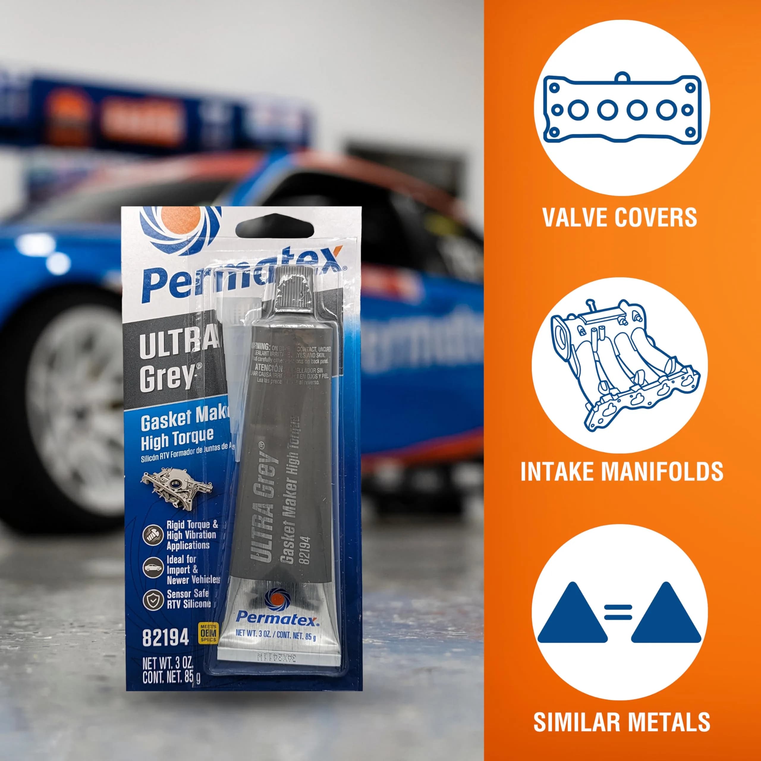 Permatex Ultra Grey Rigid High-Torque RTV Silicone Gasket Maker 81.8g (3.0 oz) | For High-Torque & Vibration Applications - view 2