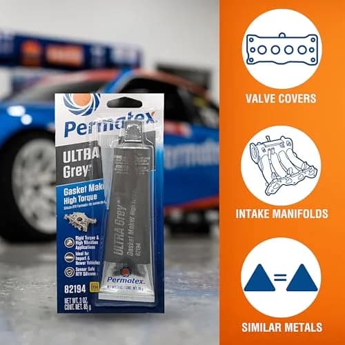 Permatex Ultra Grey Rigid High-Torque RTV Silicone Gasket Maker 81.8g (3.0 oz) | For High-Torque & Vibration Applications thumbnail 2