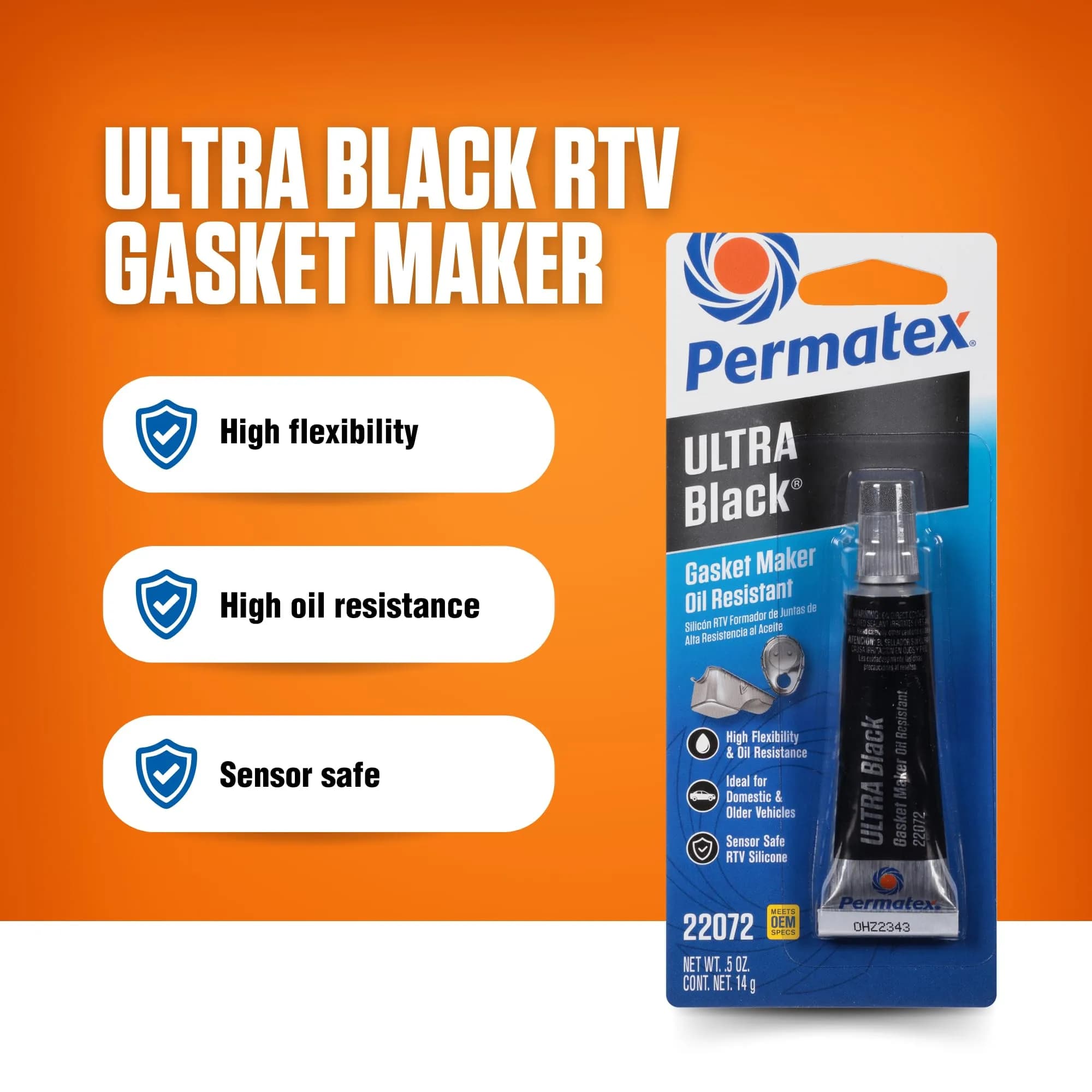 Permatex Ultra Black Maximum Oil Resistance RTV Silicone Gasket Maker 15ml (0.5 Fl Oz) | Seals Oily Surfaces - view 2