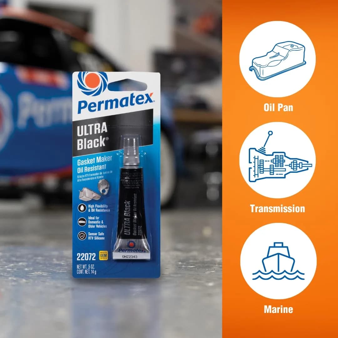 Permatex Ultra Black Maximum Oil Resistance RTV Silicone Gasket Maker 15ml (0.5 Fl Oz) | Seals Oily Surfaces - view 4