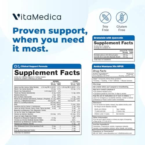 VitaMedica Arnica Montana 30X + Bromelain + Clinical Support Formula Bundle | Supports Post-Op Healing & Tissue Repair thumbnail 4