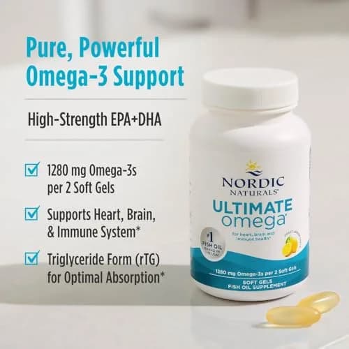 Nordic Naturals Ultimate Omega, 1280mg Omega-3 Fish Oil, Lemon | High-Potency Omega-3 for Heart & Brain Support thumbnail 5