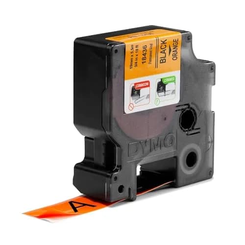 DYMO Rhino Industrial Vinyl Label Tape 19mm (3/4") Black on Orange | Durable & Weather-Resistant thumbnail 4