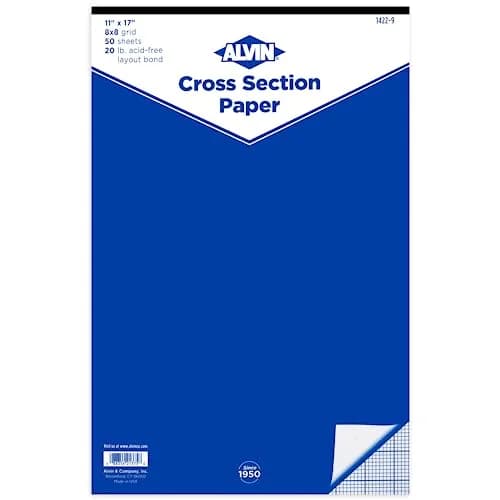 ALVIN 8x8 Grid Cross Section Paper Pad 11"x17" Acid-Free | Suitable for Drafting & Drawing thumbnail 1