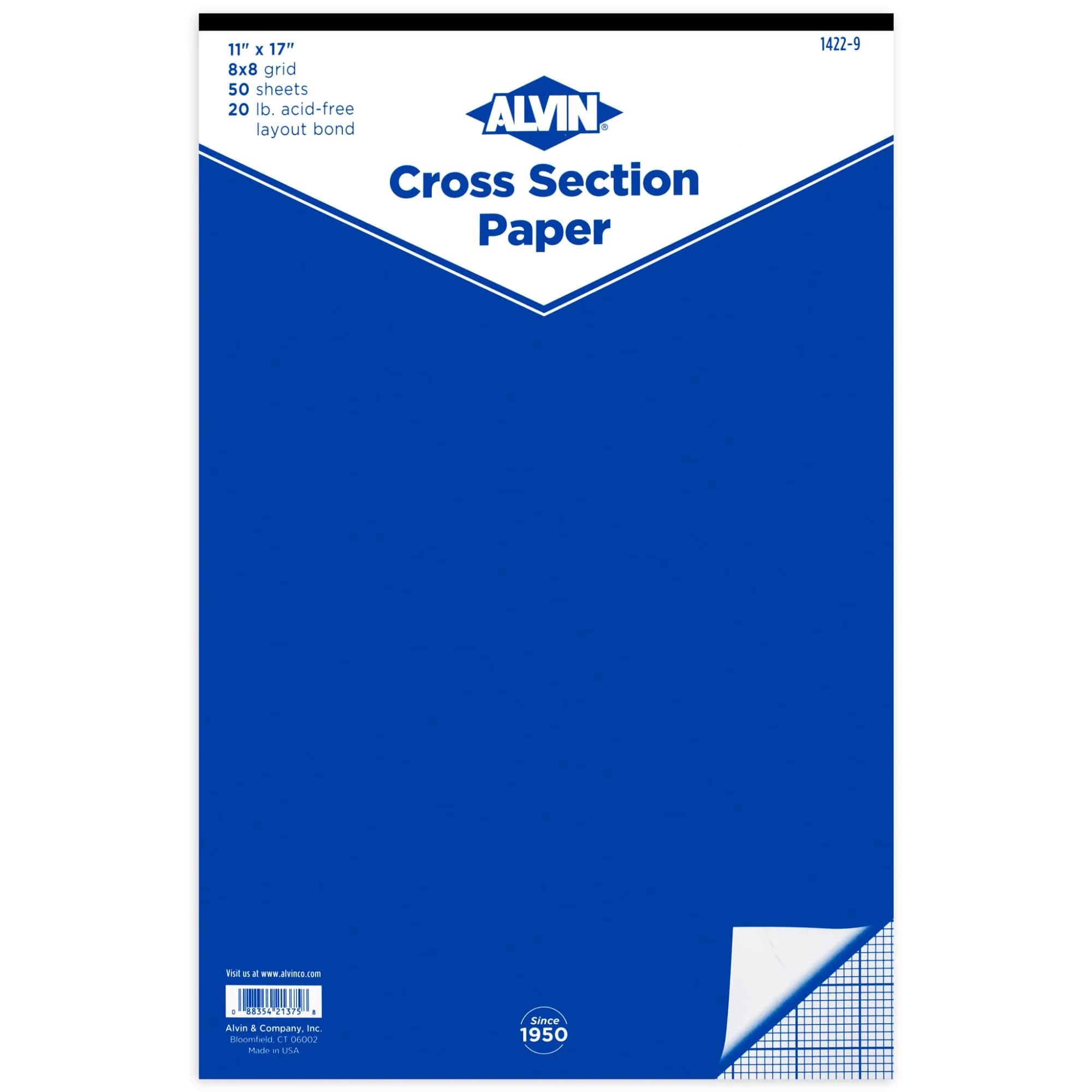 ALVIN 8x8 Grid Cross Section Paper Pad 11"x17" Acid-Free | Suitable for Drafting & Drawing - main product image
