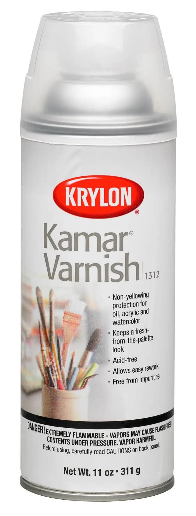 Krylon Kamar Satin Varnish Clear 11 oz (325 ml) | Protects Art from Yellowing - main product image
