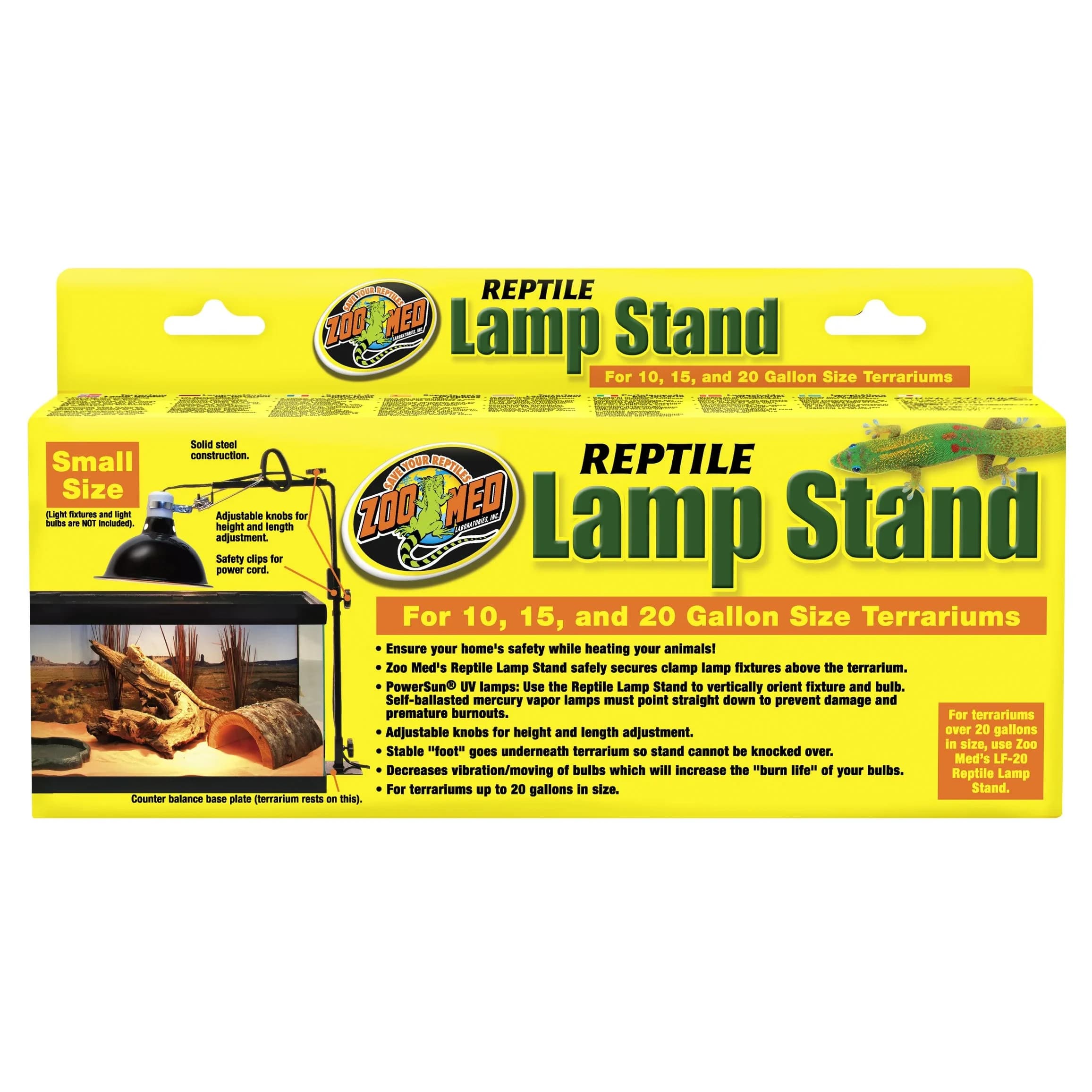 Zoo Med Reptile Lamp Stand Black (Small) | Fits Terrariums Up to 20 Gallons - main product image