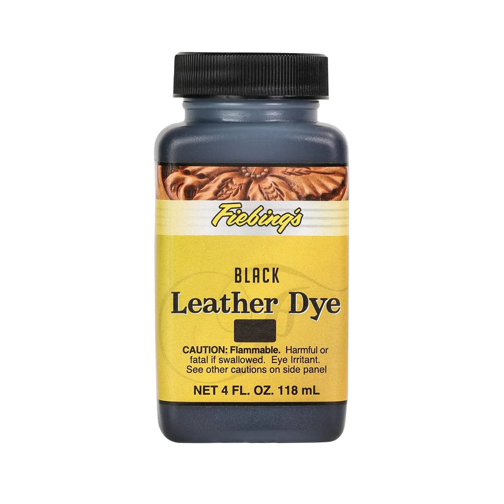 Fiebing's Leather Dye Light Brown 118ml (4 fl oz) | Alcohol-Based Penetrating & Permanent Leather Dye — Black