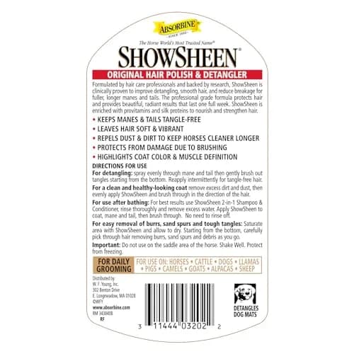 Absorbine ShowSheen Hair Polish & Detangler 946ml (32 fl oz) Refill | Instant Detangling & Radiant Shine thumbnail 2