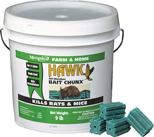 Durvet MOTOMCO Hawk Mouse and Rat Bait Chunx 9 lb | Powerful rodent control for rural use thumbnail 1