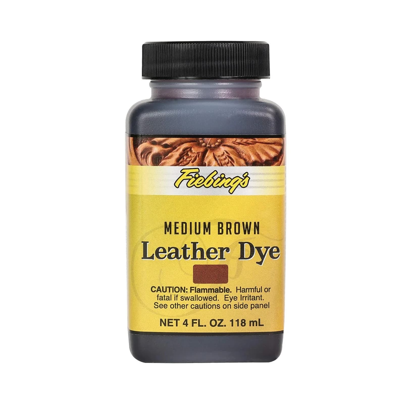 Fiebing's Leather Dye Light Brown 118ml (4 fl oz) | Alcohol-Based Penetrating & Permanent Leather Dye — medium brown