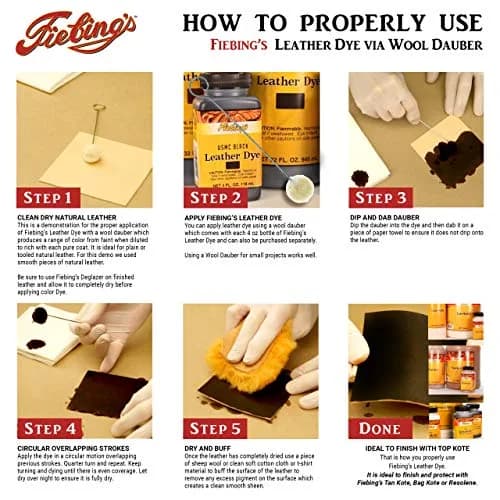 Fiebing's Leather Dye 118ml (4 fl oz) Medium Brown | Alcohol-Based Penetrating Dye for Vegetable Tanned Leather thumbnail 2