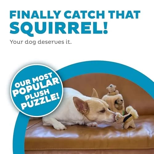 Outward Hound Hide-A-Squirrel Plush Squeaky Dog Toy Small 5" x 7" | Interactive Puzzle Toy for Dogs & Puppies thumbnail 2