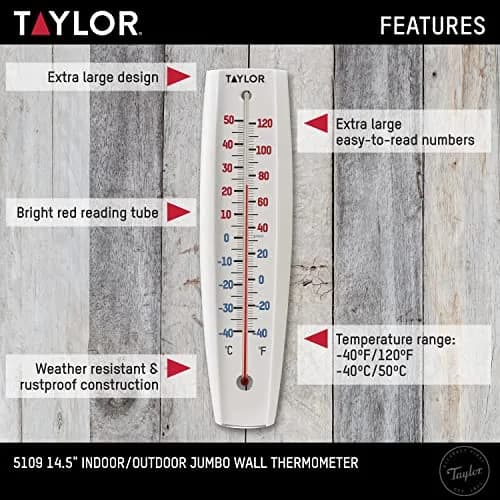 Taylor Jumbo Indoor Outdoor Thermometer 14.5-inch | Easy-to-Read Temperature Gauge for Home and Garden thumbnail 3