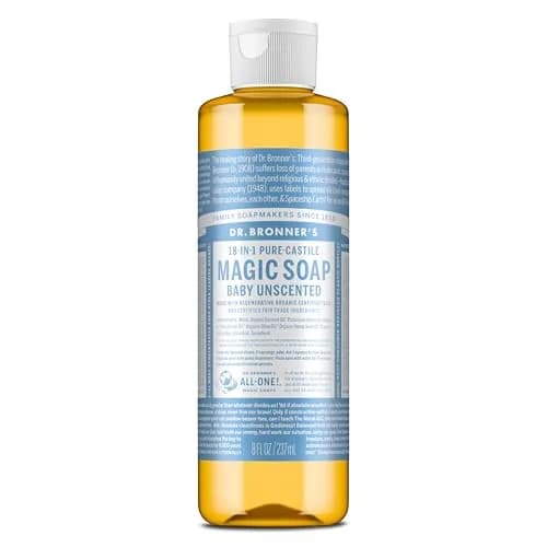 Dr. Bronner's Pure-Castile Liquid Soap Baby Unscented 237ml (8 Fl Oz) | Gentle Vegan Formula for Sensitive Skin thumbnail 1