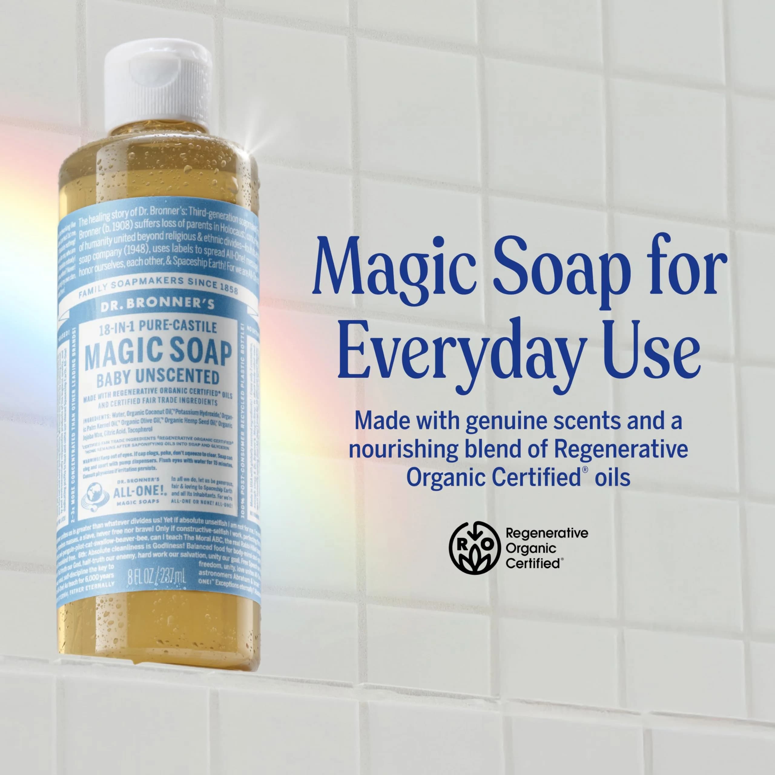 Dr. Bronner's Baby Unscented Pure-Castile Liquid Soap 8 Fl Oz | Gentle & Organic for Sensitive Skin - view 2