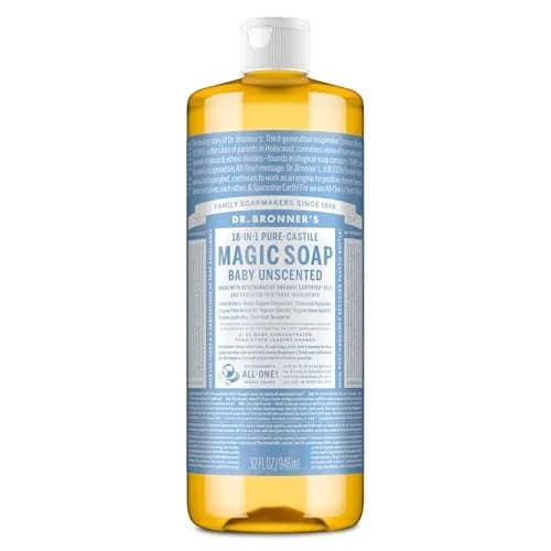 Dr. Bronner's Baby Unscented Pure-Castile Liquid Soap 946ml (32 Fl Oz) | Made with Regenerative Organic Certified Oils — 32 Fl Oz