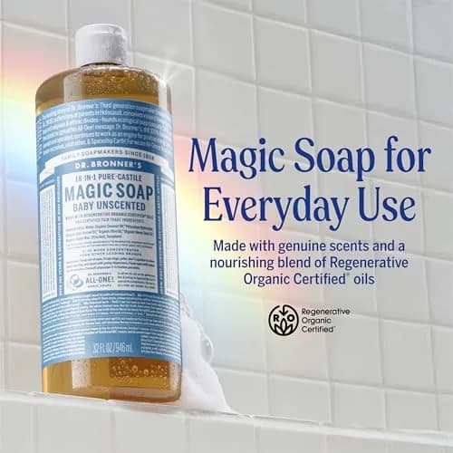 Dr. Bronner's Baby Unscented Pure-Castile Liquid Soap 946ml (32 Fl Oz) | Made with Regenerative Organic Certified Oils thumbnail 2