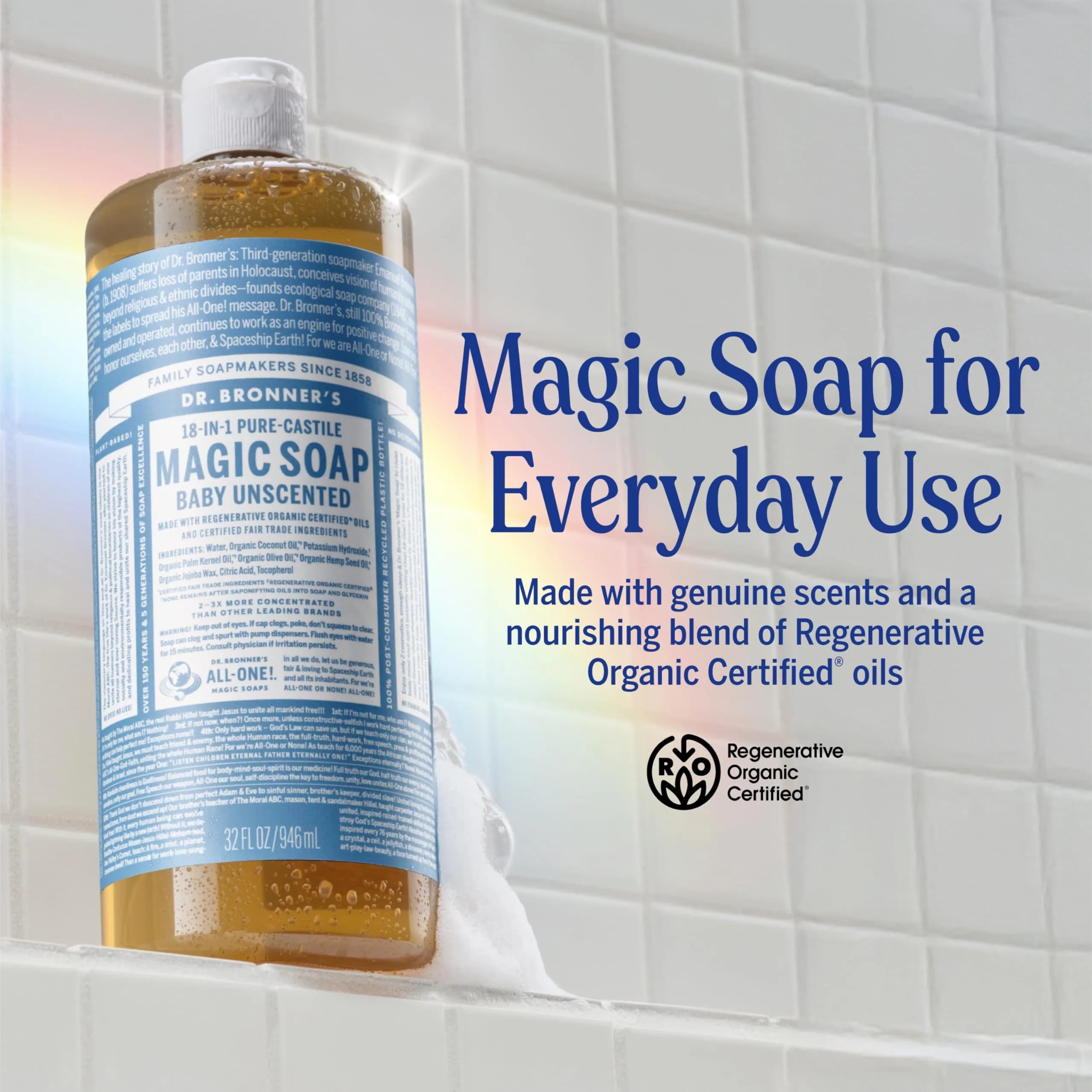 Dr. Bronner's Baby Unscented Pure-Castile Liquid Soap 32 Fl Oz - Pack of 2 - view 2
