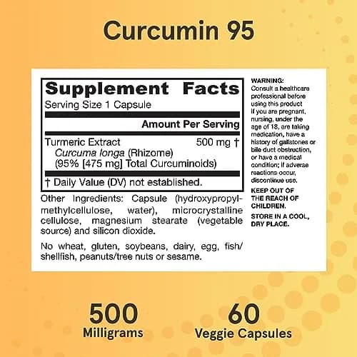 Jarrow Formulas Curcumin 95 Supplement Turmeric Extract 60 Capsules | Standardized to 95% Curcuminoids thumbnail 6