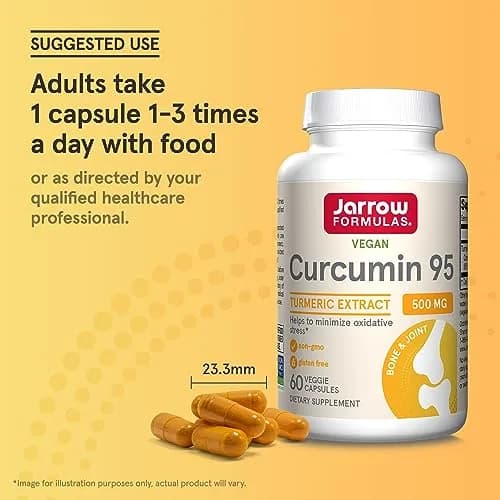 Jarrow Formulas Curcumin 95 Supplement Turmeric Extract 60 Capsules | Standardized to 95% Curcuminoids thumbnail 7