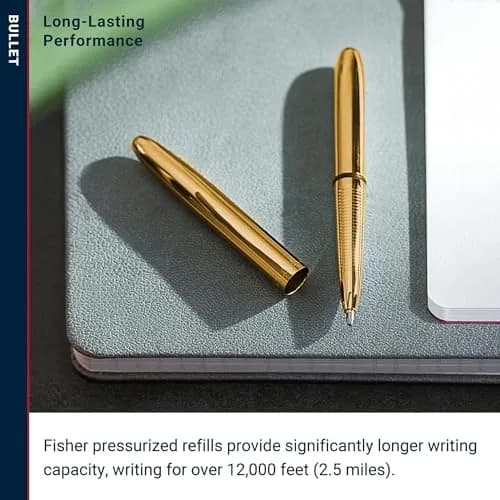 Fisher Space Pen Solar Flare Gold Titanium Nitride Bullet Pen 10.6 mm (0.42 in) | Writes Upside Down & in Extreme Temperatures thumbnail 5