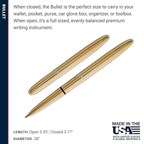 Fisher Space Pen Solar Flare Gold Titanium Nitride Bullet Pen 10.6 mm (0.42 in) | Writes Upside Down & in Extreme Temperatures thumbnail 6