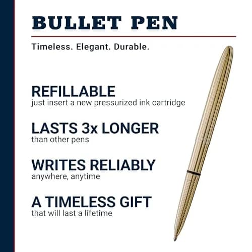Fisher Space Pen Solar Flare Gold Titanium Nitride Bullet Pen 10.6 mm (0.42 in) | Writes Upside Down & in Extreme Temperatures thumbnail 2