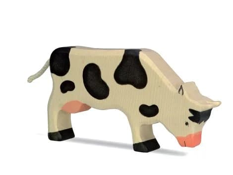 Holztiger Black Cow Toy Figure 16.4cm (6.5in) | Non-Toxic Hardwood for Ages 3+ thumbnail 1