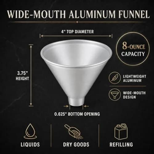 HIC Kitchen Wide-Mouth Aluminum Funnel for Liquids & Dry Goods, 8-Ounce | Durable, Lightweight & Rust-Free thumbnail 6