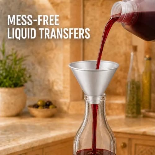HIC Kitchen Wide-Mouth Aluminum Funnel for Liquids & Dry Goods, 8-Ounce | Durable, Lightweight & Rust-Free thumbnail 2