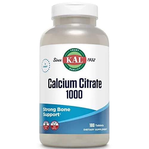 KAL Calcium Citrate 1000mg Mineral Supplement Tablets 180 Count | Bone Health Support thumbnail 1