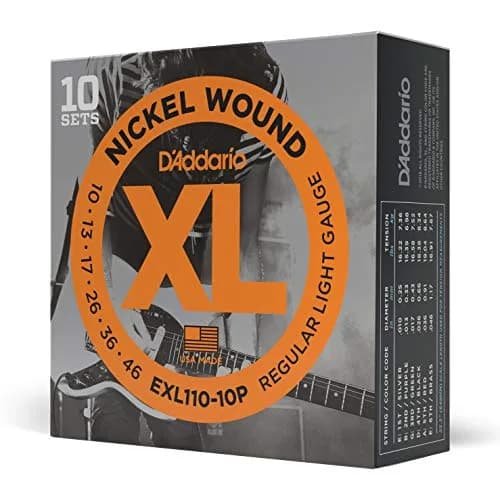 D'Addario XL Nickel EXL110-10P Electric Guitar Strings, Regular Light 10-46 Gauge, 10 Sets thumbnail 1
