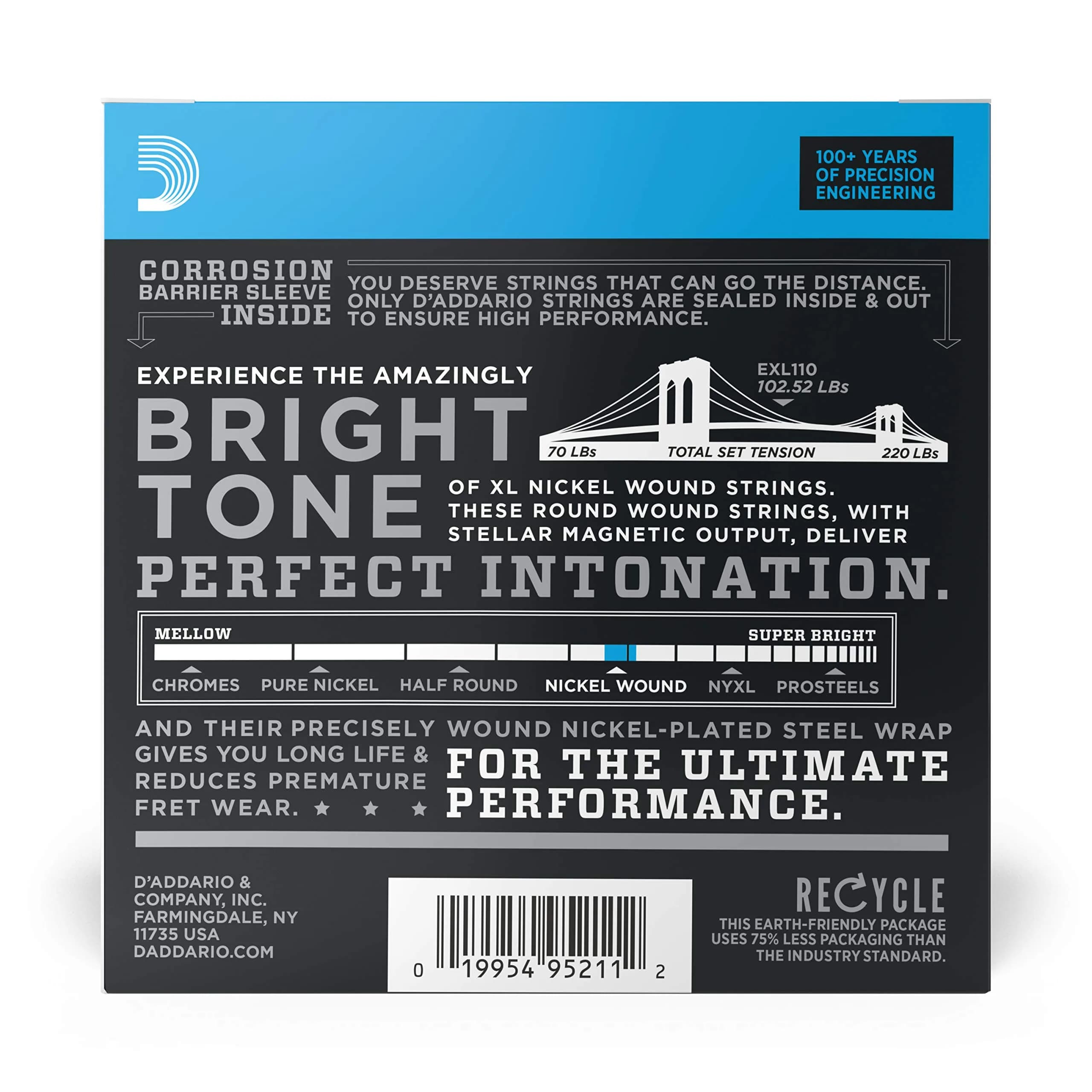D'Addario XL Nickel EXL110-10P Electric Guitar Strings, Regular Light 10-46 Gauge, 10 Sets - view 2