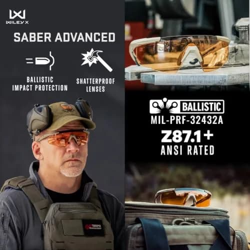 Wiley X Saber Advanced Safety Glasses for Men & Women | Military-Grade Impact Protection, UV Shield, Shatterproof thumbnail 5