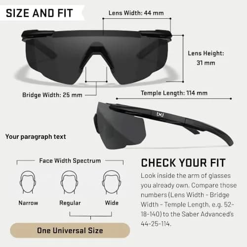 Wiley X Saber Advanced Safety Glasses for Men & Women | Military-Grade Impact Protection, UV Shield, Shatterproof thumbnail 6