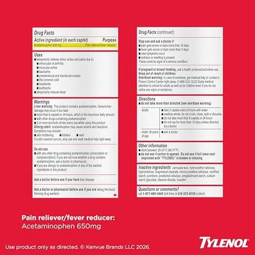 Tylenol 8-Hour Arthritis Pain Relief Caplets 650 mg Acetaminophen 225 Count | Extended Release Pain Relief thumbnail 8