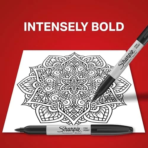 Sharpie Permanent Markers, Fine Tip, Black, 5 Count (23.65ml) | Fade & Water Resistant Ink thumbnail 4