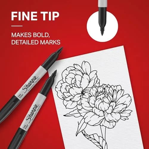 Sharpie Permanent Markers, Fine Tip, Black, 5 Count (23.65ml) | Fade & Water Resistant Ink thumbnail 6