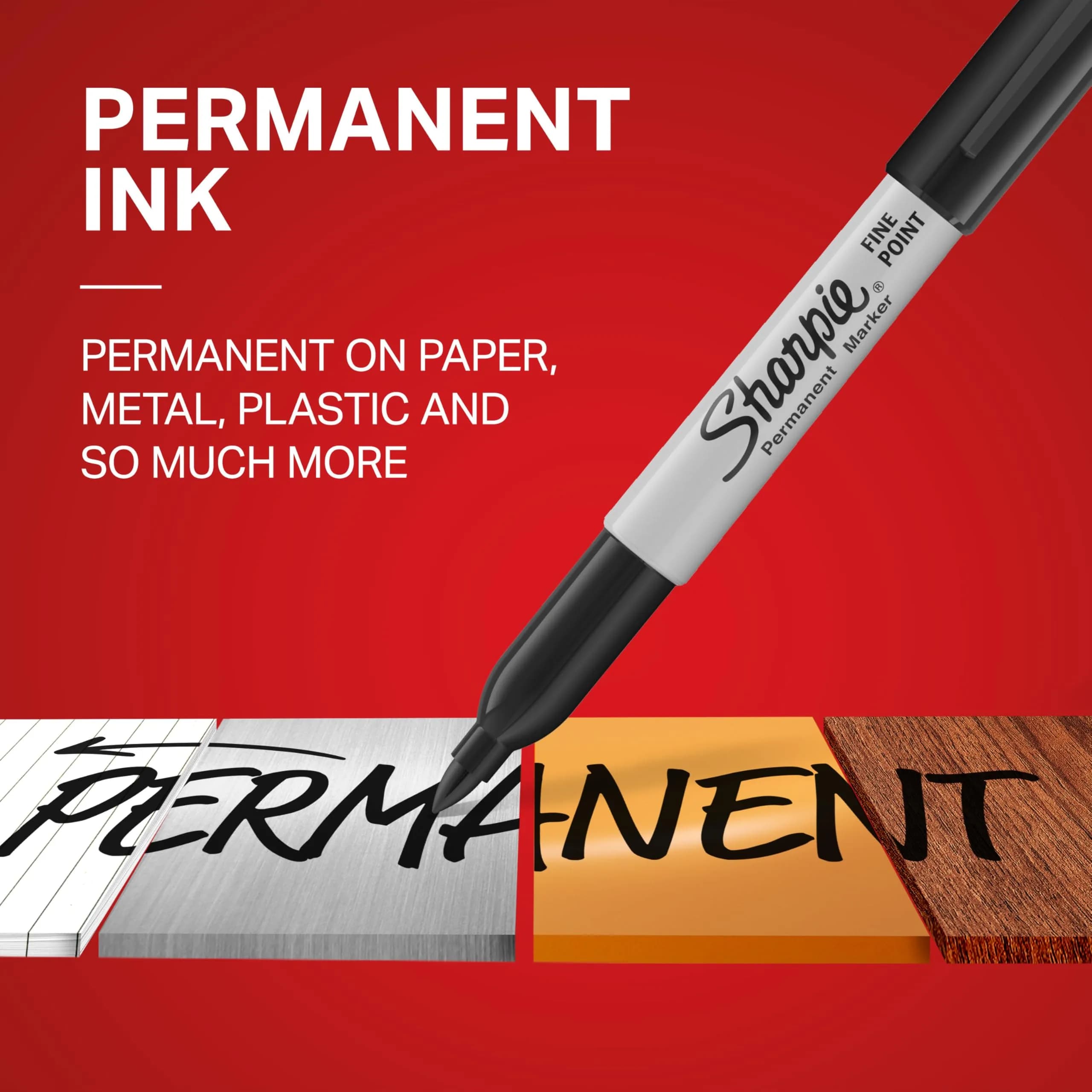 Sharpie Permanent Markers, Fine Tip, Black, 5 Count (23.65ml) | Fade & Water Resistant Ink - view 3