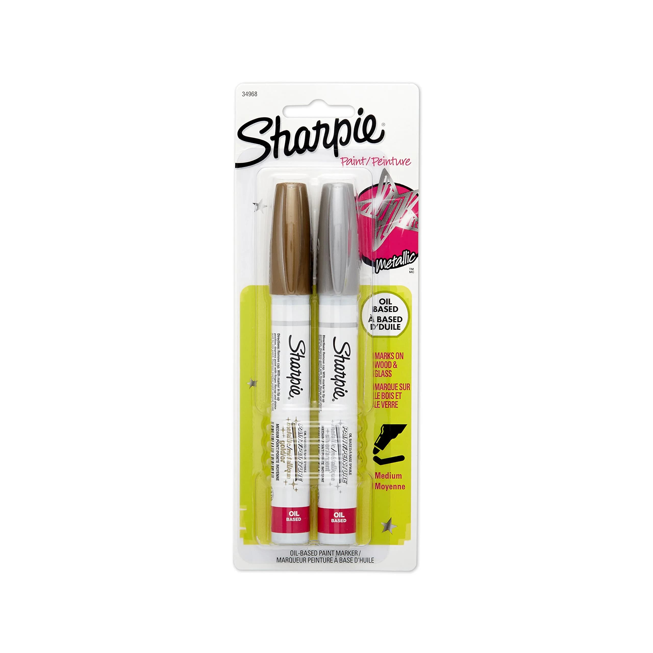 Sharpie Oil-Based Paint Markers Medium Tip Gold & Silver (2 Count) | AP Certified Non-Toxic — Gold + Silver