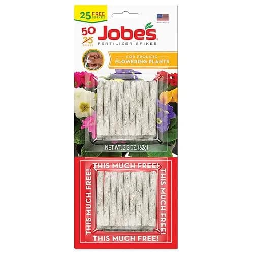 Jobe's Organics Flowering Plant Fertilizer Spikes 10-10-4 NPK, 50 Count | Easy Plant Care for Indoor Flowering Houseplants thumbnail 1