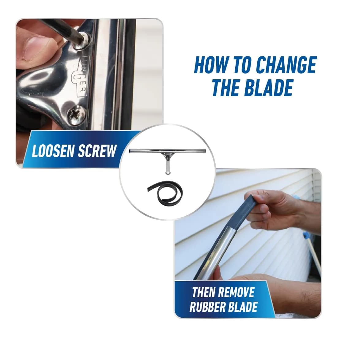 Unger Professional Stainless Steel Heavy-Duty Squeegee 30.48cm (12") | Streak-Free Window Cleaning thumbnail 5